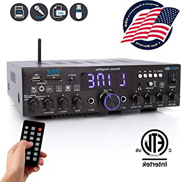 Pyle PDA4BU Amplificador estéreo con Bluetooth, 200 W, Entradas Fono Toslink