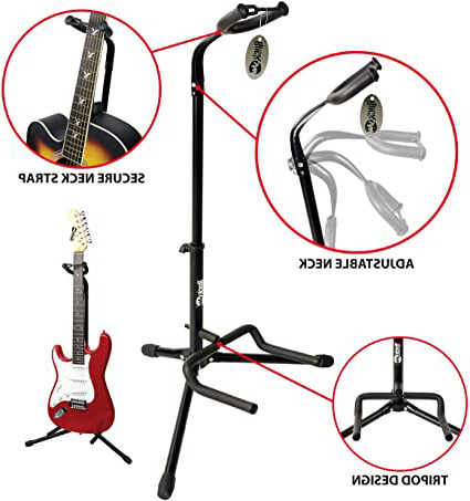 RockJam Soporte de guitarra vertical universal para todas las guitarras, Soporte de guitarra clásica, acústica, eléctrica y baja