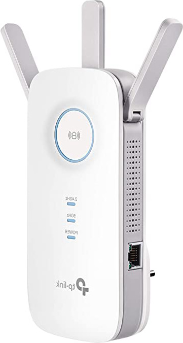TP-Link RE450 Extensor de Rango de Repetidor WiFi de Banda Dual Universal, 3 Antenas Externas, Puerto Gigabit Ethernet, AC1750, Modo AP Compatible