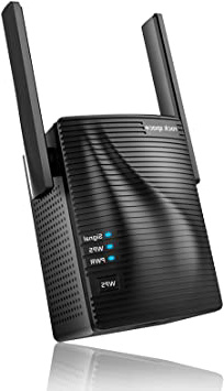 Amplificador Señal WiFi - Repetidor de Red WiFi AC1200 de Doble banda 2.4G & 5G, Extensor de Red WiFi con Puerto Gigabit Ethernet, Cubra la señal hasta 200㎡,Conexión rápida WPS,Compatibilidad Universa