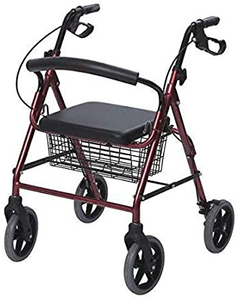 Andador de Aluminio Plegable Rojo 4 Ruedas - Andador Para Ancianos