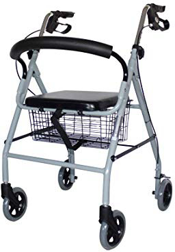 Mobiclinic, Modelo Alhambra, Andador para minusvalidos, mayores, adultos o ancianos, de aluminio, ligero, plegable, con asiento y 4 ruedas, Color Gris