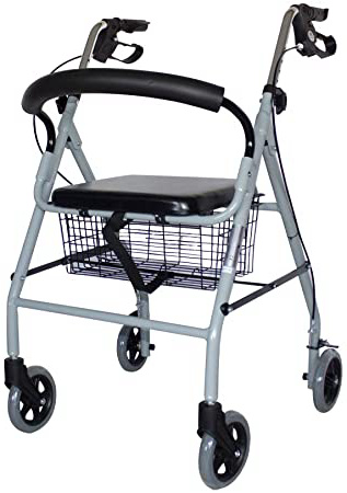 Mobiclinic, Modelo Alhambra, Rollator de 4 ruedas, Andador para minusválidos, mayores, adultos o ancianos, ayuda para caminar, aluminio, ligero, plegable, con asiento y 4 ruedas, gris