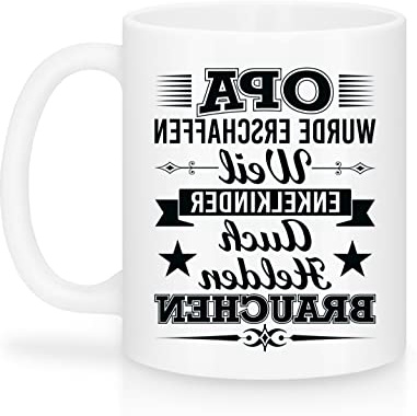 Shirtinator - Taza con texto en alemán"I Opa Enkelkinder Helden I Geschenkideen lustig Geschenke für Opa Geburtstag Vatertag