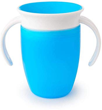 Munchkin Miracle 360°- Vaso antiderrames entrenamiento con asas, azul, 207 ml