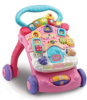 Vtech- Correpasillos Andandín 2 en 1, Diseño Mejorado, Plegable y Regulador de Velocidad, SPB, Color rosa (80-505687)