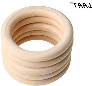 LAAT 5 Piezas de Anillos de Madera Collar de Madera sin Acabado Bebé Mordedor Juguetes 50 mm de Diámetro