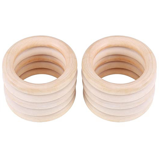 10pcs Madera Mordedor Anillos, Bebé de Madera Mordedor Juguete Natural Inacabado Madera Anillos de dentición Círculo Madera Colgante Conectores Para Proyectos de Bricolaje Fabricación de Joyas