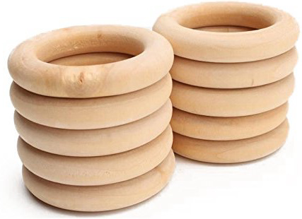 REFURBISHHOUSE 20pzs/Lote Anillo aro arandela de Madera 55mm Anillo de denticion Natural