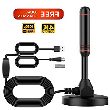 Mástil de Antena-Antena TV Interior/Exterior de Alta Ganancia de 30 dB para Receptor USB TDT/DTMB, ATSC,DVB-T, DMB-T, portátil con Base magnética Estable y Fuerte Capacidad de recepción