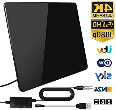 Antena de TV,Antena de TV Digital para Interiores de Alcance de 200KM con Amplificador Inteligente de Señal, Adecuada para Canales de TV Gratis 1080P 4K, Amplificador con Cable Coaxial de 5M