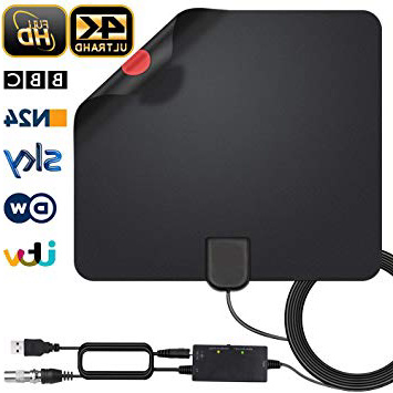 Antena Interior TV, Antena de TV Digital HD para Interiores, Antena de TV de Alcance de 130KM con Amplificador de Señal,Gratuita con Cable Coaxial de 5M, 4K 1080P, Antena de TV más Potente (Estilo-1)