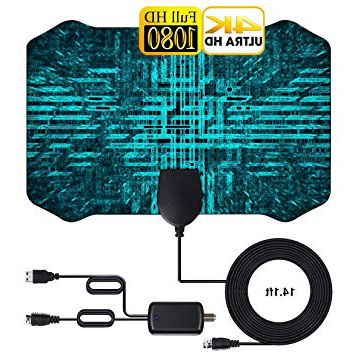 Antena de TV 2020 más Nueva 120 Millas de Tiempo de Funcionamiento Antena TNT en el Interior con Cable coaxial de 4 m de - VHF/UHF/FM Compatible con 4 K 1080p y Todos los televisores más Antiguos