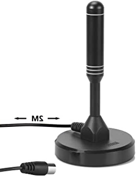 August DTA240 Antena de Alta Ganancia TDT (Televisión Digital Terrestre) – Antena Portátil Interior/Exterior para Receptor TDT USB / Televisión DVB-T / Radio DAB – Base Magnética