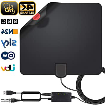Antena Interior TV, Antena de TV Digital HD para Interiores, Antena de TV de Alcance de 180KM con Amplificador de Señal,Gratuita con Cable Coaxial de 5M, 4K 1080P, Antena de TV más Potente (Estilo-1)
