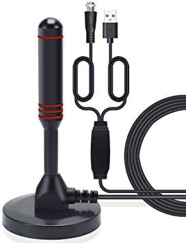 WEWAK Antena TV Interior, Antena de HDTV Digital Amplificador Rango de 120 Millas TDT 4K 1080P HD VHF UHF para Canales Libres Locales