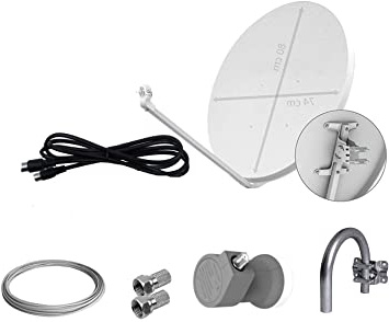 Tecatel K80C1LSCC Kit parabólica 80 cm, Soporte, LNB Universal, Cable y Conectores (K80C1LSCC) (K80C1LSCC)