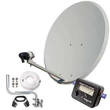 Engel AN0432E - Antena parabólica (80 cm, soporte pared, LNB, localizador satélite), color blanco