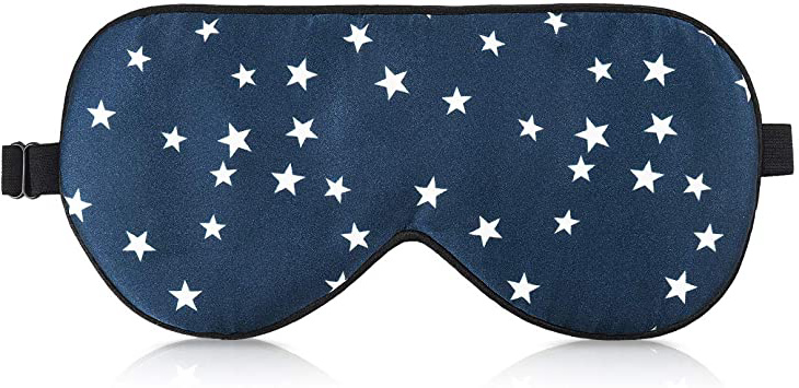 Navaris Antifaz para Dormir de Seda - Máscara para los Ojos para Viajes meditación - Antifaz Ajustable y 100% Oscuro - Incluye Bolsa - De Estrellas