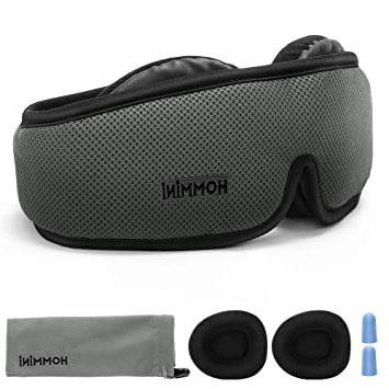 HOMMINI Antifaz para Dormir, 3D Máscara para Dormir con Ajustable Correa 100% Anti-Luz Antifaces para Los Ojos, Espuma de Memoria Transpirable y Ultra Suave máscara para Ojos para Dormir