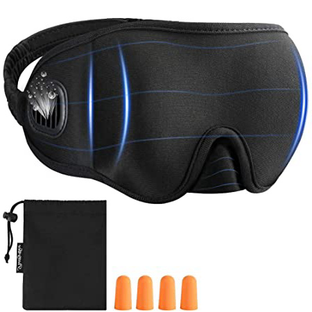 3D Antifaz para dormir,PRETTY SEE Mascara Dormir Accessoires de voyage, Máscara nocturna con 4 tapones para los oídos,para viajes/siestas,100% Blackout Correa elástica,Sin efecto de maquillaje,Negro
