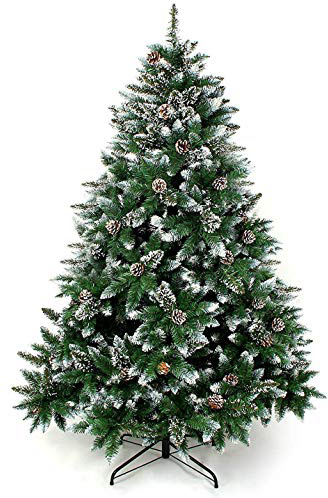 Yorbay - Árbol de Navidad Artificial Natural de Blanco Nevado, 180cm 930 Puntas Incluye Las Piñas y Soporte Metal, para Decoración Navideña Reutilizable