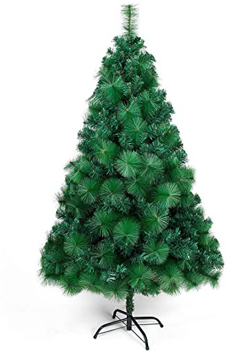 OZAVO Árbol de Navidad Blanco Artificial de Picea(Verde,120cm,300 Ramas),Decoración Navideña,Flocado con Copos de Nieve,Maxi-Relleno PVC Abeto,Soporte Metálico