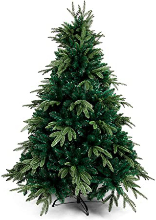 OZAVO Árbol de Navidad Verde Artificial de Pino(Verde,120cm 600 Ramas),Decoración Navideña,Maxi-Relleno PVC Abeto,Soporte Metálico