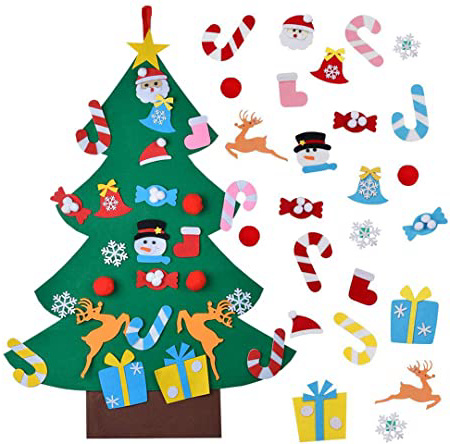 BLAZOR Arbol de Navidad de Fieltro 3.1 ft con 25 pcs Adornos de extraíble Ornamente DIY Adornos Navideñas Decoración Regalo para Niños Pared de Puerta Decoración Colgante