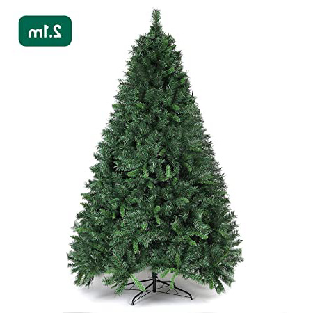 SALCAR Árbol de Navidad de 210 cm, Árbol Artificial con 868 Puntas, ignífugo, Abeto, construcción rápida Incl. Soporte para árbol de Navidad, Navidad decoración Verde 2.1 m