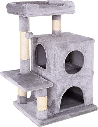 Dibea Árbol Rascador, Árbol EscaladorÁrbol para Gatos, Altura 80 Cm, Gris Claro 1 Unidad 9100 g