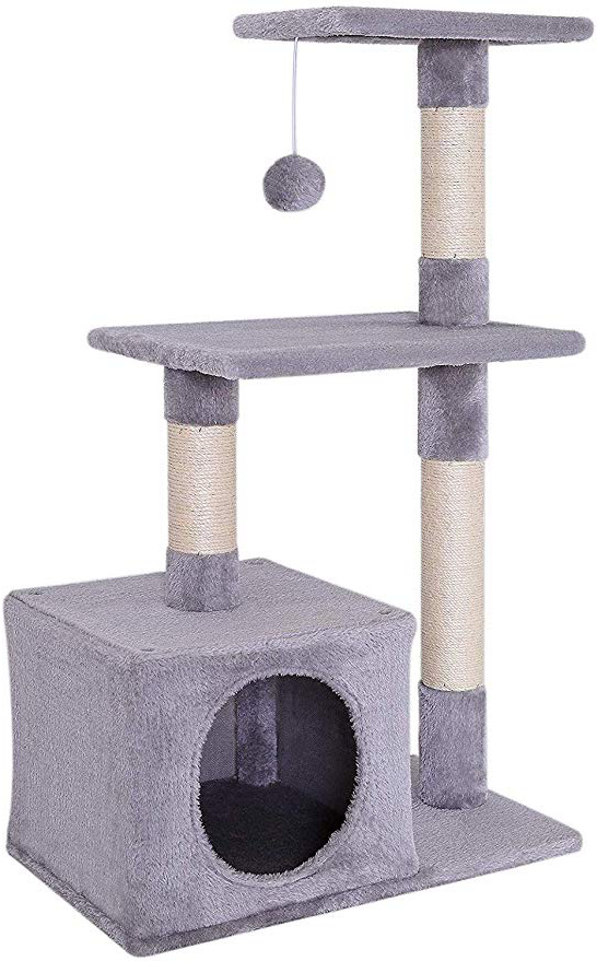 Dibea KB00253 Árbol Rascador para Gatos, Escalador, Altura 80 cm, Color Gris Claro