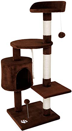 Dibea - Rascador para Gatos, Centro de Actividades, Poste para rascar, 112 cm, Color marrón