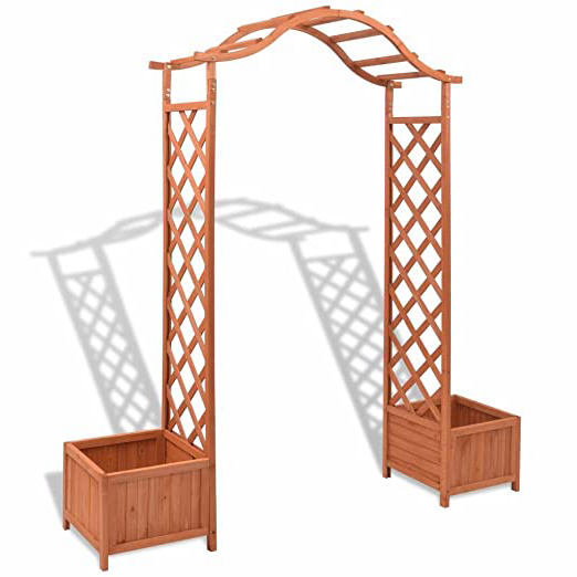 Nishore Arco de Flores Enrejado con Jardineras Madera Maciza 180 x 40 x 205 cm