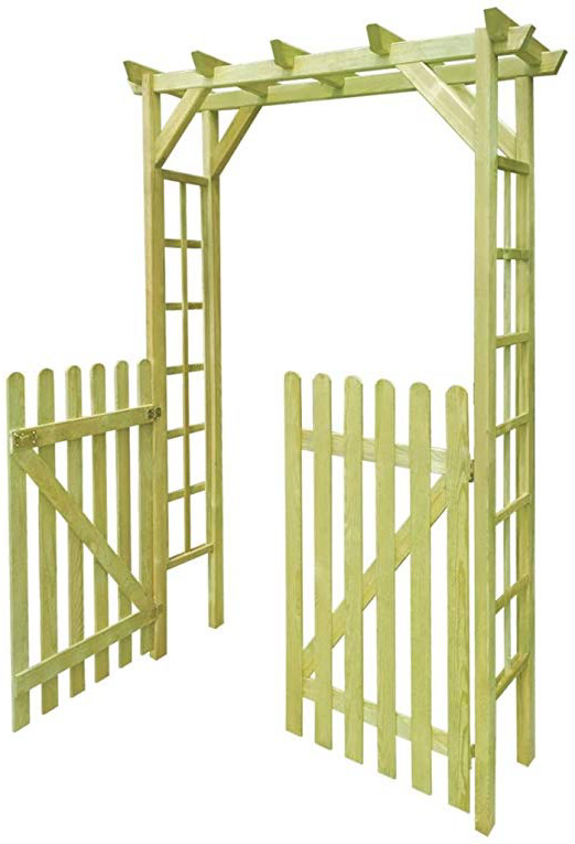 Festnight Arco de Jardín Pérgolade Jardín con 2 Puertas Subiendo Las Plantas Arco de Rosas Madera Impregnada 150x50x200cm