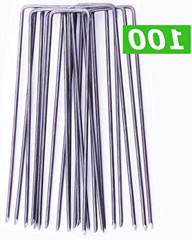 GardenPrime 100 Grapas Metálicas Alambre de Acero 150mm para Sujetar Tela antihierbas, Mallas, Lana, aislantes, Telas de jardinería y láminas de Polietileno (100 Clavijas, 150 mm de Longitud, Acero)