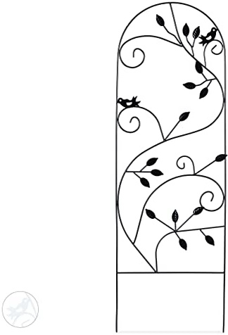 Relaxdays Enrejado metálico para jardín, Soporte para trepadoras, 120 x 40 cm, Decorado con pájaros, Negro