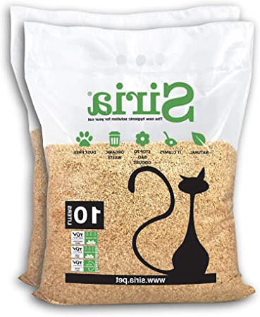 Siria 20 Litros~8,6 Kg (SET 2 bolsas de 10 Litros~4,3 Kg) Arena para Gatos Vegetal y Aglomerante