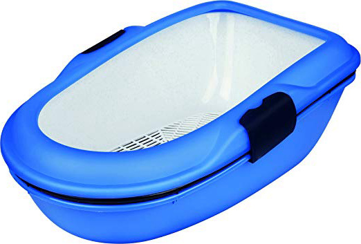 TRIXIE Bandeja Higiénica Arenero Gatos - Bandeja Sanitaria Gatera Arenero WC Gato Caja De Arena con Borde Berto 39 x 22 x 59 cm Azul