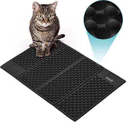 DADYPET Alfombrilla Gato, Mascotas Gatos Accesorios Cat Litter Mat Juguetes para Gatos Alfombra Gatos Arenero Esterilla Gato Impermeable Fácil de Limpiar (Negro)