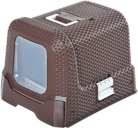PawHut Arenero Gatos Portatil Cubierto 54x42x41cm Aseo Puerta Basculante Cafe Nuevo