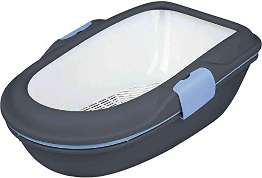 Trixie Bandeja Higiénica Arenero Gatos - Bandeja Sanitaria Gatera Arenero WC Gato Caja De Arena con Borde Berto 39 x 22 x 59 cm Gris