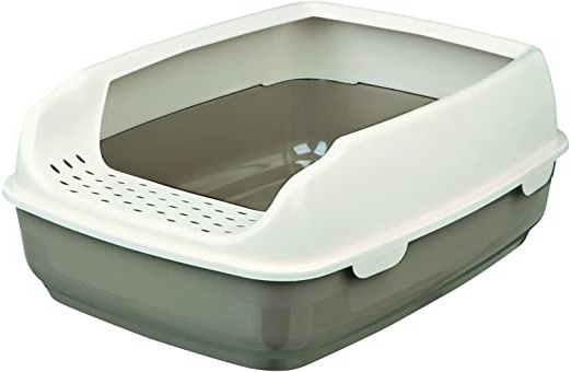 TRIXIE Bandeja Higiénica Arenero Gatos - Bandeja Sanitaria Gatera Arenero Caja De Arena con Borde Delio 35×20×48 cm, Gris Crema