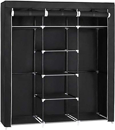 SONGMICS Armario Closet Organizador Textil Plegable Color Negro 175 x 150 x 45 cm RYG12B