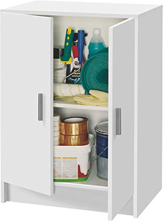 Habitdesign 005149O - Mueble Armario Multiusos bajo 2 Puertas, Color Blanco, Medidas: 80 x 59 x 37 cm de Fondo