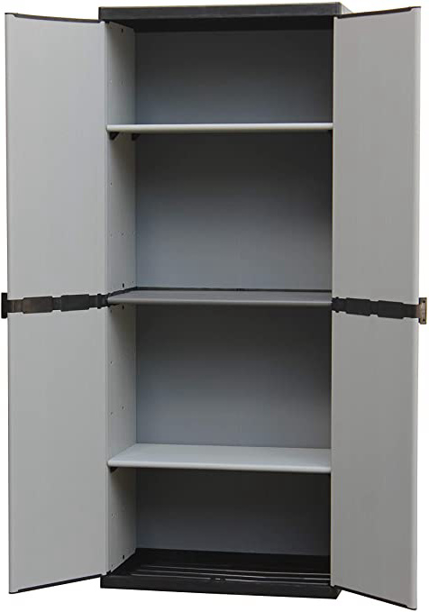 Adventa - Armario de Resina con estantes de 2 Puertas (Interior/Exterior), Gris Negro, 68 x 39,5 x 168 cm