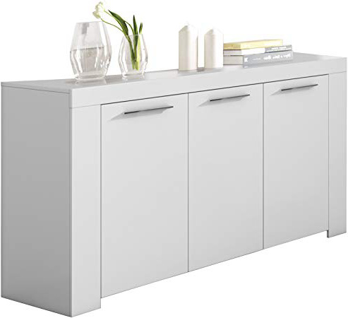 Habitdesign 006620A - Aparador Buffet Moderno, Armario Auxiliar Comedor, Medidas: 144 x 42 x 80 cm de Alto (Blanco Artik)
