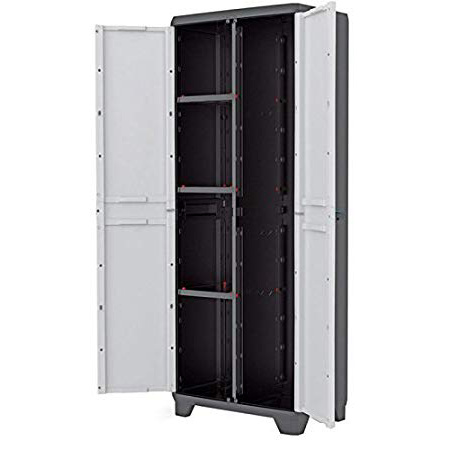 







Keter Linear Armario escobero, Negro/Gris Tiradores en Azul, 173 x 68 x 39 cm






