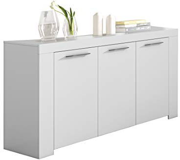 Habitdesign 006620A - Aparador Buffet Moderno, Armario Auxiliar Comedor, Medidas: 144 x 42 x 80 cm de Alto (Blanco Artik)