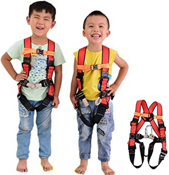Arnés de Escalada para Niños Ajustable, Arneses de Seguridad Anticaídas Completo para Montañismo Alpinismo Expedición Escalada en Roca, Equipos Anticaídas, Adecuado para 3-10 años